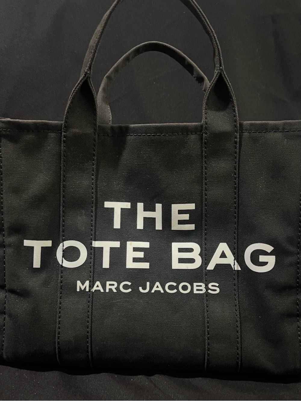 Marc Jacobs Black Canvas 'The Tote Bag' with White Logo